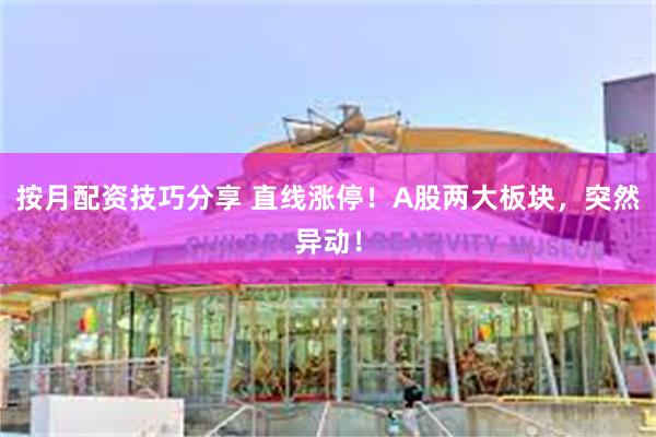 按月配资技巧分享 直线涨停！A股两大板块，突然异动！
