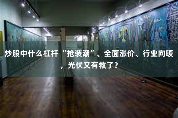 炒股中什么杠杆 “抢装潮”、全面涨价、行业向暖，光伏又有救了？