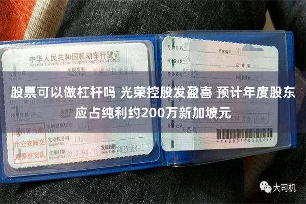 股票可以做杠杆吗 光荣控股发盈喜 预计年度股东应占纯利约200万新加坡元