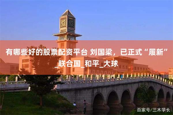 有哪些好的股票配资平台 刘国梁，已正式“履新”_联合国_和平_大球