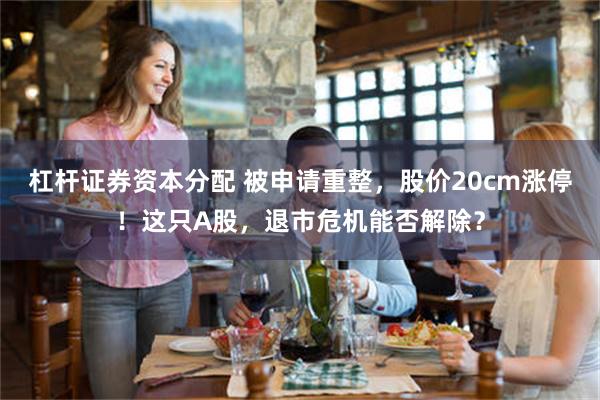 杠杆证券资本分配 被申请重整，股价20cm涨停！这只A股，退市危机能否解除？